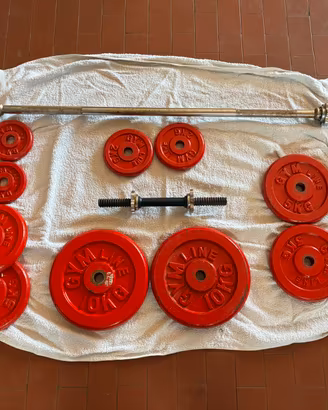 Set Pesi Completo 46 KG + Bilanciere + 2 Manubri
