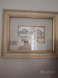 quadro con foglia in argento 925