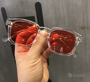 Occhiali unisex trasparente e rosso