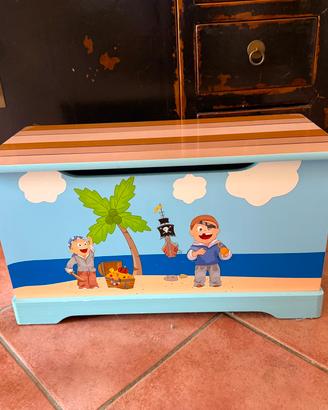 Cassapanca porta giochi in legno Tema pirati