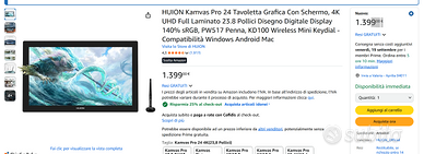 HUION Kamvas Pro 24 4K – come nuova con supporto