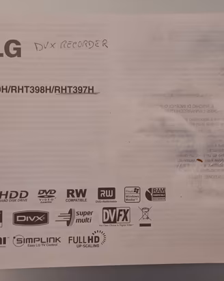 LG DVB T DVD RECORDER modelloRHT397H