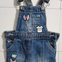 salopette corta neonata 6/9 mesi in  jeans  bretel