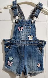 salopette corta neonata 6/9 mesi in  jeans  bretel