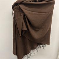 Pashmina scialle marrone con frange 175x75 cm