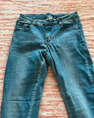 Jeans Skinny Denim Chiaro con Zip alla Caviglia