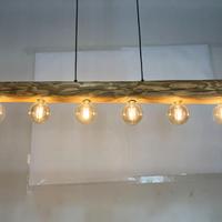 Lampadario 6 luci tronchetto in legno