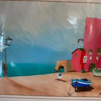 Quadro tema marino colorato con cornice