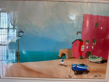 Quadro tema marino colorato con cornice