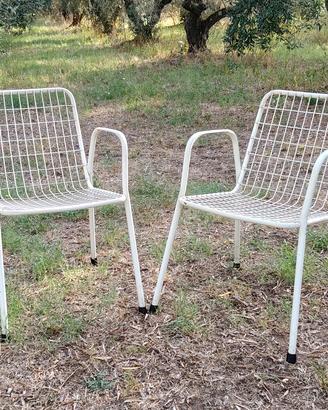 Coppia sedie metallo bianco Emu Rio vintage