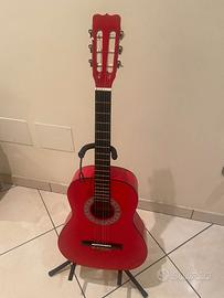 chitarra classica rossa ad uso principianti