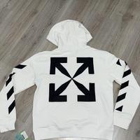 Felpa off-white con cappuccio bianca.