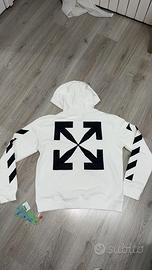 Felpa off-white con cappuccio bianca.