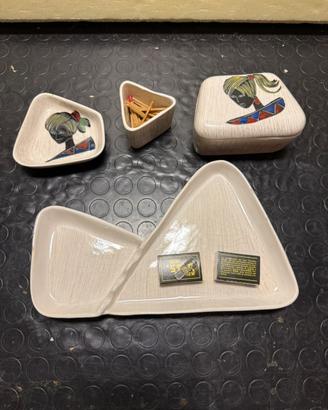 Set Fumo Ceramica Vintage Anni'50/'60 Dipinto Mano