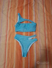 Bikini celeste brillantinato Monospalla XS