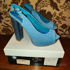 Scarpe con plateau e tacco jeans
