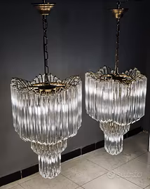 Novaresi – Coppia lampadari Vetro Quadriedri