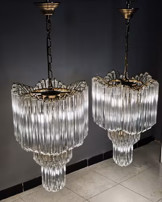 Novaresi – Coppia lampadari Vetro Quadriedri