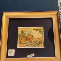 Dipinto d'epoca su foglia d'oro Carol Loreto lavor