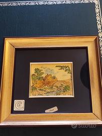 Dipinto d'epoca su foglia d'oro Carol Loreto lavor