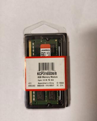 Ram Kingston Memory 8GB DDR3 1600Mhz SODIMM CL11