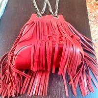 Borsa pelle con frange