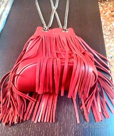Borsa pelle con frange