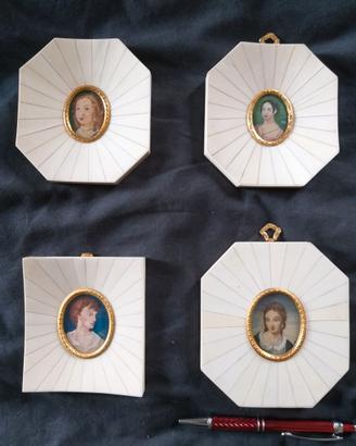 4 Miniature Antiche con ritratti