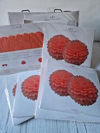 Lotto 20 pom pom corallo 30 cm decorazioni festa n
