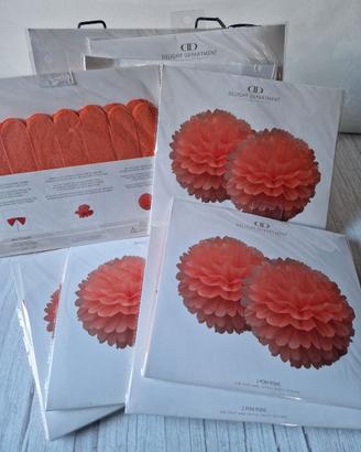 Lotto 20 pom pom corallo 30 cm decorazioni festa n