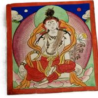 Dipinto antico su tela Thangka tibetano Guanyin