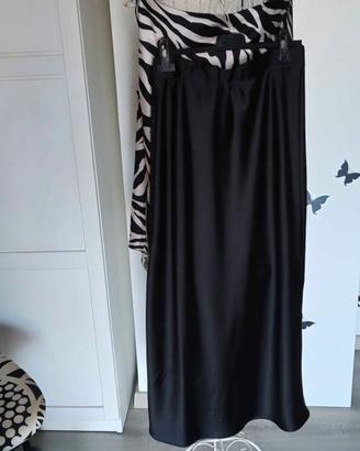Zara gonna midi  nera +top zebrato