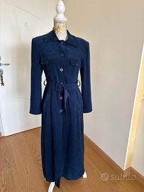 Trench long vintage NEMO in Alcantara bleu nuit