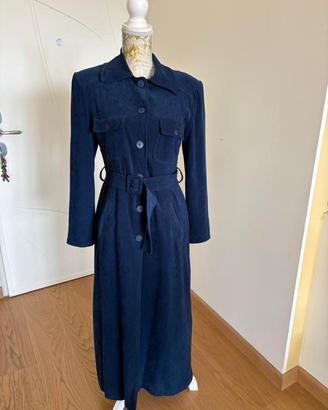 Trench long vintage NEMO in Alcantara bleu nuit