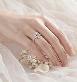Anello in Argento con Brillante in Moissanite 1 CT