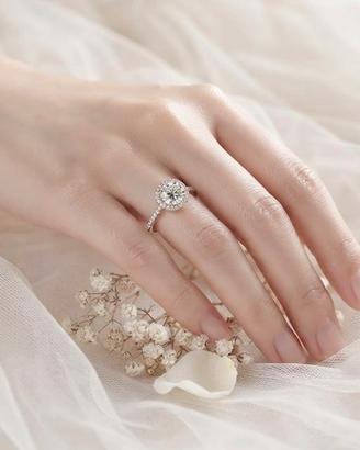 Anello in Argento con Brillante in Moissanite 1 CT