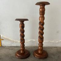 Colonna portavaso tornita in legno