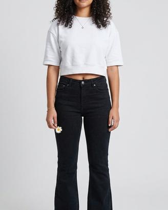Jeans neri a gambe d'elefante. Taglia S. 