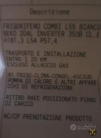 Frigorifero combi l55 bianco Beko 204 l inverter
