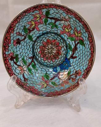 Ciotolina cinese smalto cloisonne' pliqué a jour