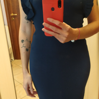 Abito aderente blu in maglia fine tg. M