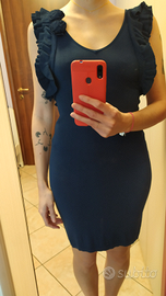 Abito aderente blu in maglia fine tg. M