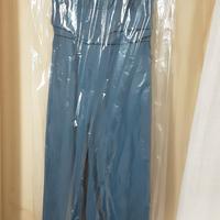 tuta elegante  azzurra raso