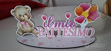 Il mio battesimo scritta legno decorazione tavolo