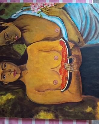 Copia su tela di quadro di Gauguin.