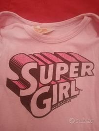 Lotto set 3 body baby bambina neonato super girl M