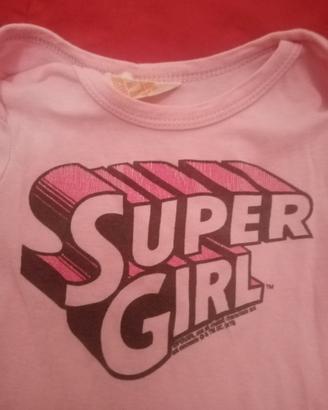 Lotto set 3 body baby bambina neonato super girl M