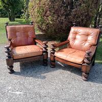 Poltrone legno e pelle