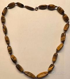 Collana vintage in occhio di tigre naturale