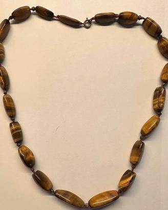 Collana vintage in occhio di tigre naturale